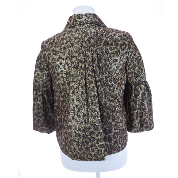 Vertigo Paris Metallic Gold Floral Bell Sleeve Formal Jacket Sz S Made in France - Picture 7 of 8